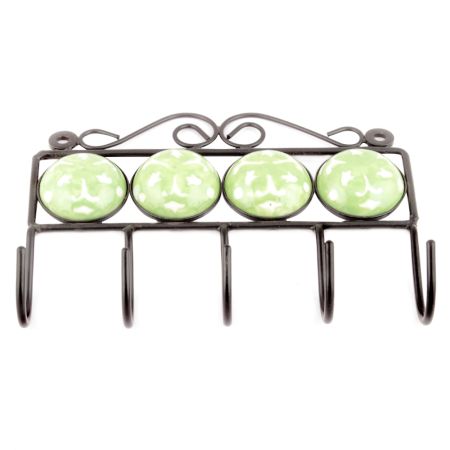 Green Round Ceramic Floral Tiles Hooks Online
